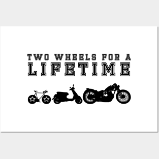 Two Wheels for Lifetime black Posters and Art